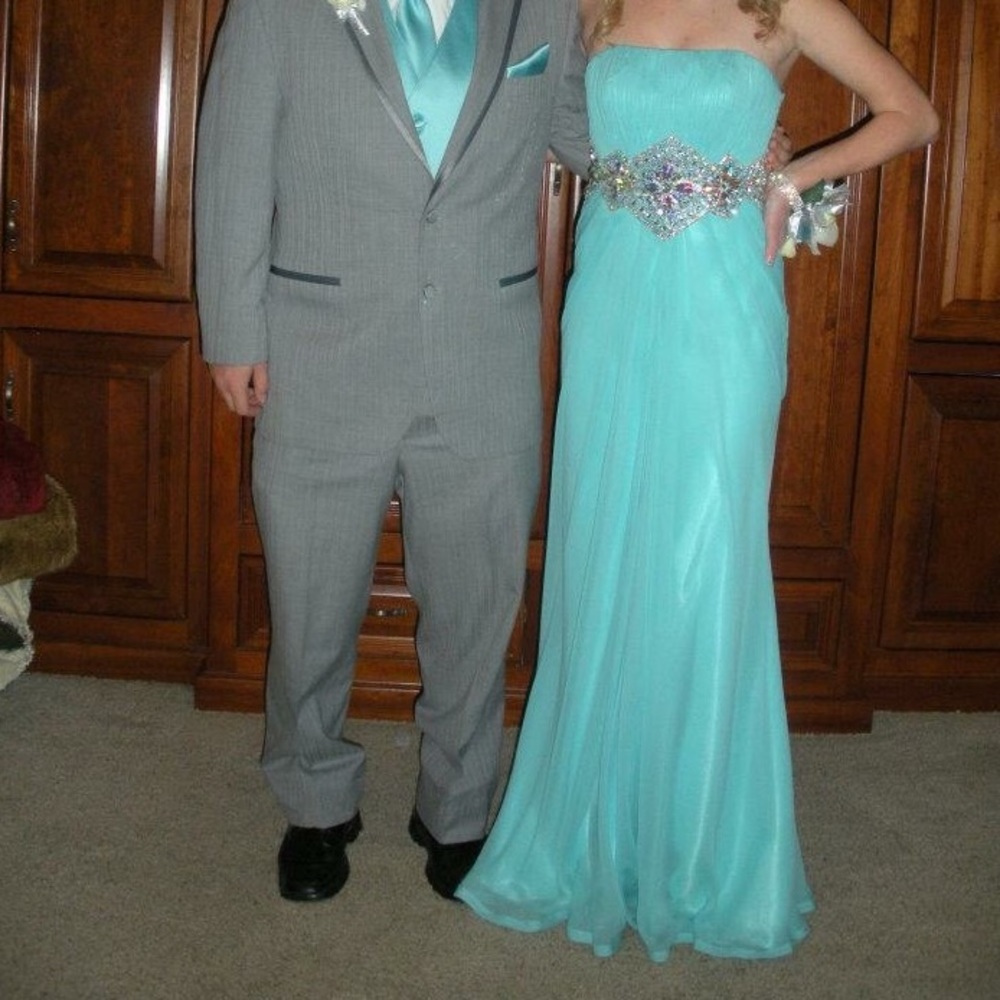 Blue Strapless Formal Dress